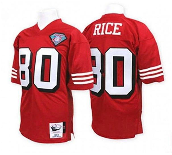 Men's San Francisco 49ers #80 Jerry Rice Red Stitched Throwback NFL Jersey Men's San Francisco 49ers #80 Jerry Rice Red Stitched Throwback NFL Jersey